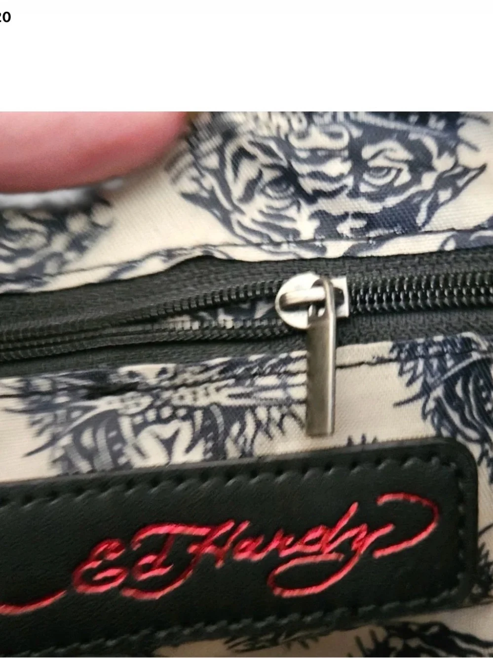 Ed Hardy Black Shoulder Bag with Red & White Skull Print